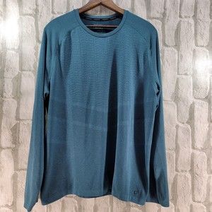 M&S London Goodmove Long Sleeve Shirt Athletic Training Performance Teal Mens XL